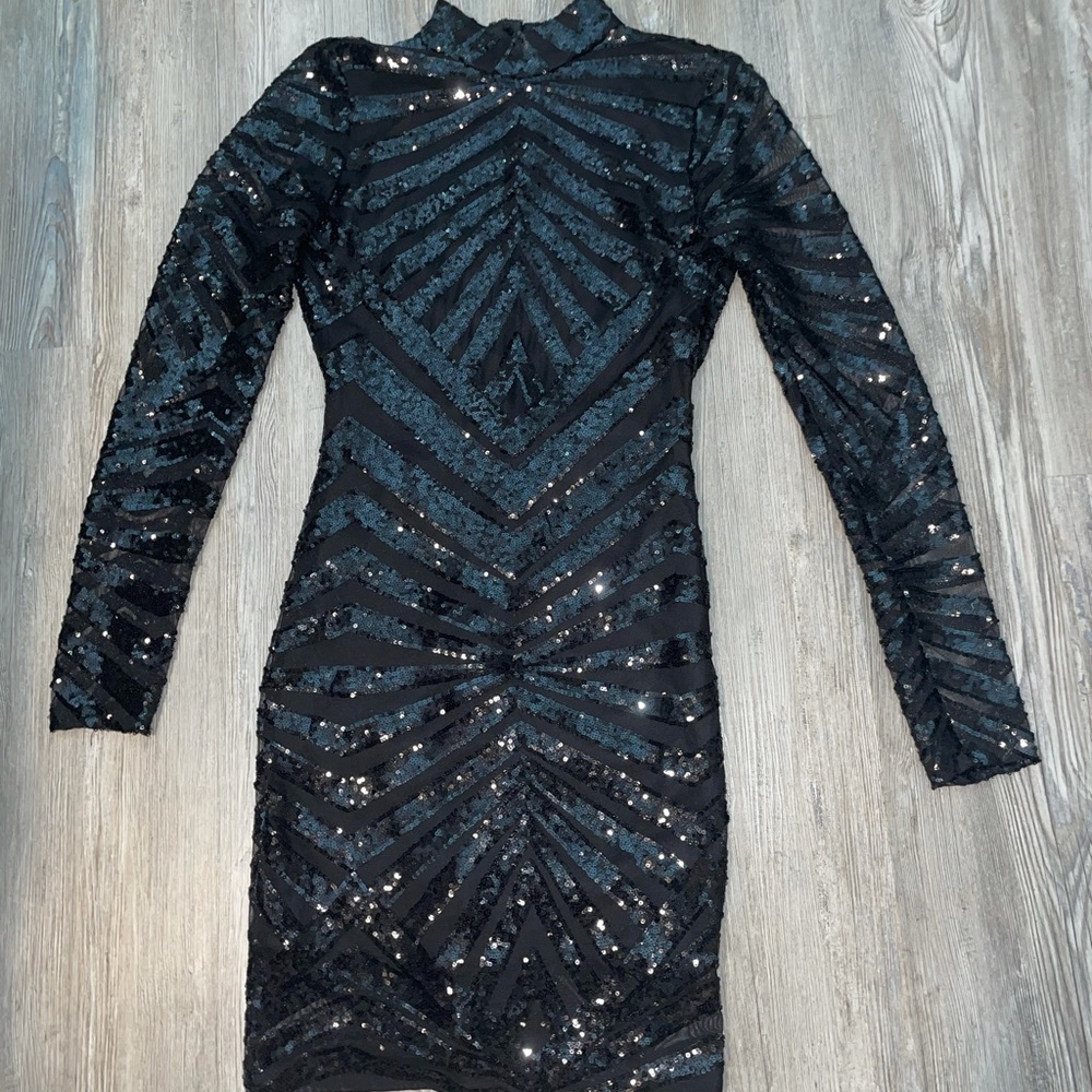 Black Sequin Bodycon Dress